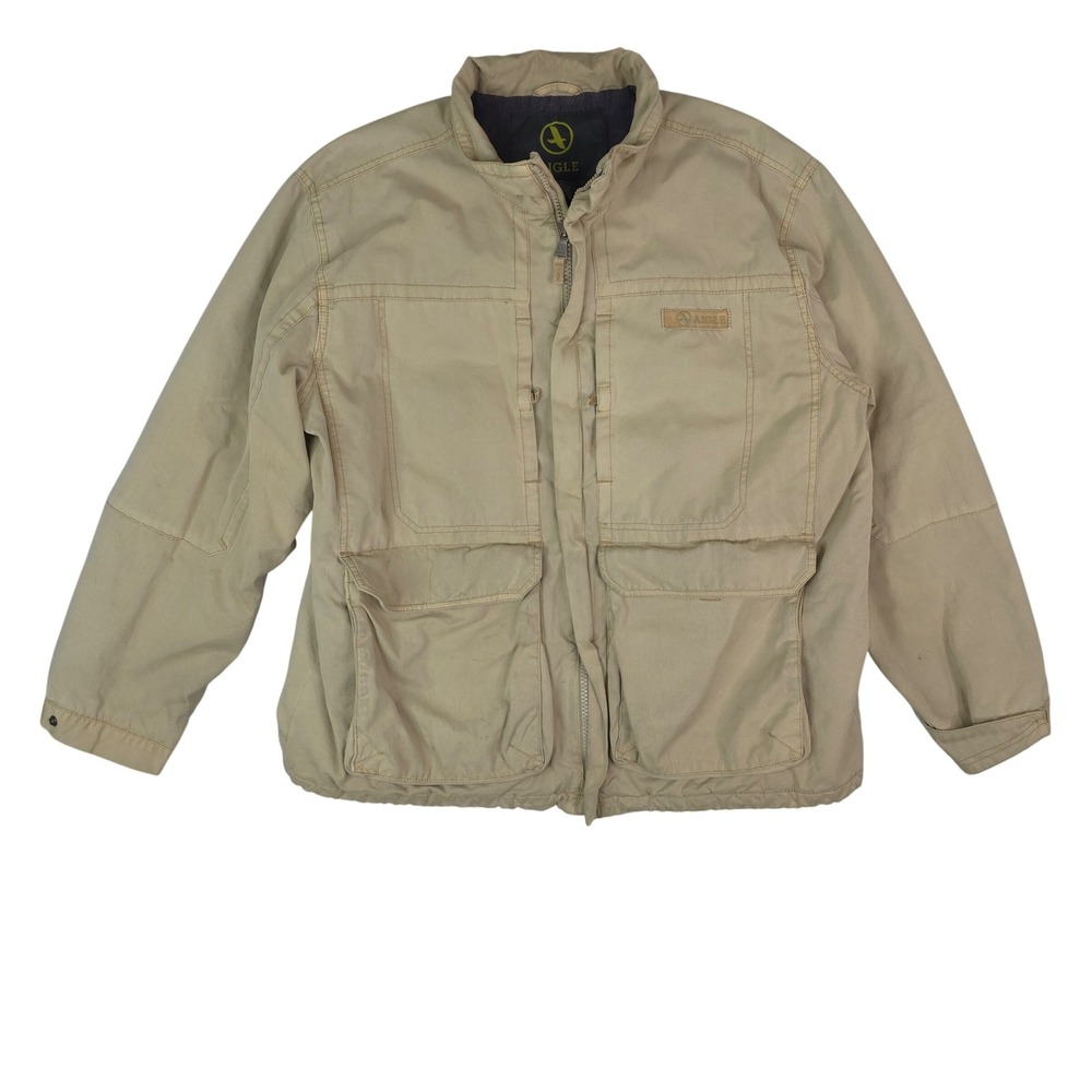 Aigle Field Chore Barn Jacket Mens XL Tan Utility Coat Wool Blend Lining Outdoor